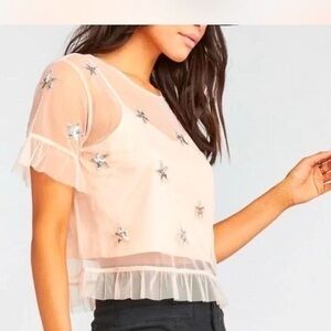 Show Me Your MuMu Cream Mesh Blouse
